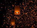 Sky lanterns, Flying Lanterns Royalty Free Stock Photo