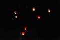 Sky lanterns flying over Avila Royalty Free Stock Photo