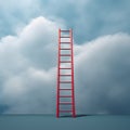 Sky is the limit, red ladder going up, metaphor