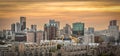 Sky line of Rotterdam, Netherlands at sunset Royalty Free Stock Photo