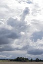 Sky with lots of white and gray shaped clouds