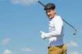 The sky a man playing golf and shows class Royalty Free Stock Photo