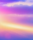 Sky midday sunlight beams rainbow pastel gradient pale orange-pink purple-blue dramatic. Beautiful sunny day soft light clouds