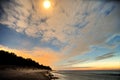 Moon rise observingn over sea in Latvia Royalty Free Stock Photo