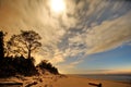 Moon rise observingn over sea in Latvia Royalty Free Stock Photo