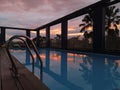 Sky in the morning at the front off swimming pool in the restaurant Royalty Free Stock Photo