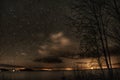 Sky night lake new moon milkway Royalty Free Stock Photo