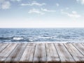 Sky and ocean with wooden berth