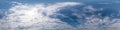 Blue sky panorama with Cumulus clouds. Seamless hdr 360 degree pano in spherical equirectangular format. Complete zenith Royalty Free Stock Photo