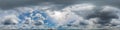 Sky panorama at noon with cumulus clouds in a seamless spherical equiangular format as a full zenith for use in 3D Royalty Free Stock Photo