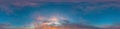 Sky panorama on sunrise with Stratocumulus clouds in Seamless spherical equirectangular format as full zenith for use in 3D