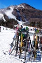 Sky rack at a winter resort