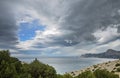 Sky Rain Clouds View Black Sea Coast. Royalty Free Stock Photo