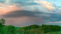 The sky before the rainstorm. Real rain from the clouds. Picturesque cyclone storm clouds before rain and thunder. Atmospheric