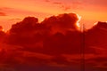Sky red in sunset and cloud, beautiful colorful evening nature space for add text Royalty Free Stock Photo
