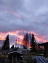 Sky red sunset wood playhouse
