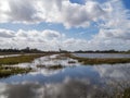 Sky reflected in wetlands at Wheldrake Ings, North Yorkshire, England