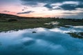 Sky reflection in wild pond Royalty Free Stock Photo