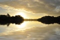 Sky reflections on lake at sunset Royalty Free Stock Photo