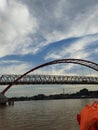 Sky, river and bridge in afternoon Royalty Free Stock Photo