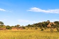 Sky and rocks on endless plain of Serengeti. Tanzania, Africa Royalty Free Stock Photo