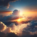 Sky\'s Embrace: Sun Breaking Through Clouds Royalty Free Stock Photo
