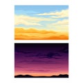 Sky Scene with Clouds Drifting Across It and Staying Still Vector Set