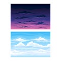 Sky Scene with Clouds Drifting Across It and Staying Still Vector Set