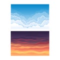 Sky Scene with Clouds Drifting Across It and Staying Still Vector Set