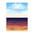 Sky Scene with Clouds Drifting Across It and Staying Still Vector Set