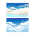 Sky Scene with Clouds Drifting Across It and Staying Still Vector Set