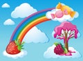 Sky scene with rainbow and candy Royalty Free Stock Photo