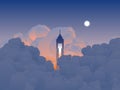 Sky scenery landscape, tall building reaches the clouds in twilight time Royalty Free Stock Photo