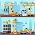 Sky Scraper Construction Flat Compositions Royalty Free Stock Photo