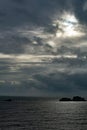 Sky, sea and clouds. Stormy clouds over gulf of Thailand. Koh Chang island