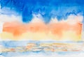 Sky and sea 'watercolor painted Royalty Free Stock Photo