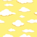 Sky seamless background. Cloud seamless background. Afternoon. Orange clouds.