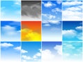 Sky seamless pattern vector cloudy backdrop and blue skyline heaven wallpaper illustration set of cloudscape with fluffy