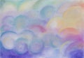 Sky and soft rolling cloud with pastel rainbow colors and grunge texture from drawing paper, nature abstract background for card Royalty Free Stock Photo