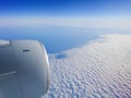 Sky and soft white clouds over airplane Royalty Free Stock Photo