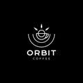 Sky space orbit coffee cup drink line minimalist logo design vector Royalty Free Stock Photo