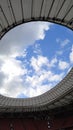 The sky through a stadium