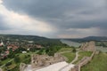 Sky before storm - heavy clouds above the ruins of a medieval castle