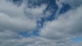 Sky after the storm. Majestic amazing blue sky with stratocumulus clouds. Timelapse.