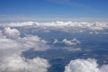 Sky with stormy white clouds over Ukraine view from the airplane window Royalty Free Stock Photo