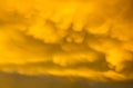 The sky after a summer thunderstorm. Orange cumulus clouds. Sunset Royalty Free Stock Photo