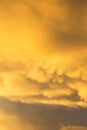 The sky after a summer thunderstorm. Orange cumulus clouds. Sunset Royalty Free Stock Photo