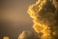 The sky after a summer thunderstorm. Orange cumulus clouds. Sunset. Royalty Free Stock Photo