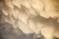 The sky after a summer thunderstorm. Orange cumulus clouds. Sunset. Royalty Free Stock Photo