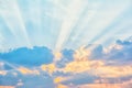 Sky with sun rays through the clouds Royalty Free Stock Photo